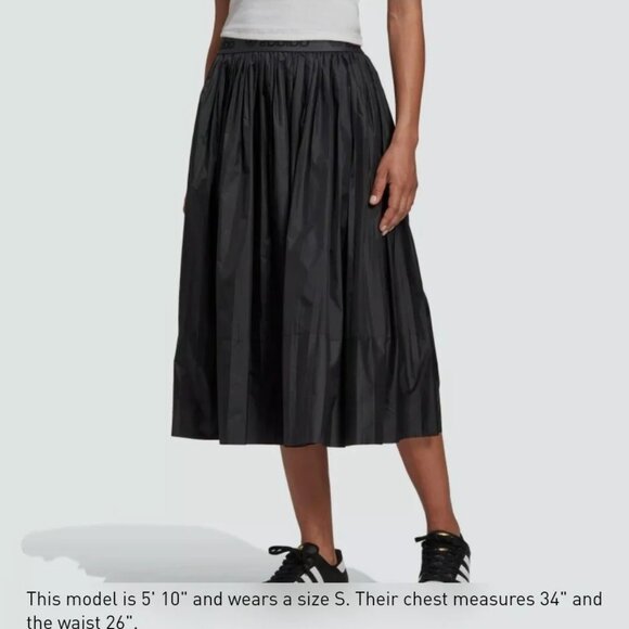 Adidas Black Pleated Athletic Nylon Midi Skirt - Picture 7 of 10